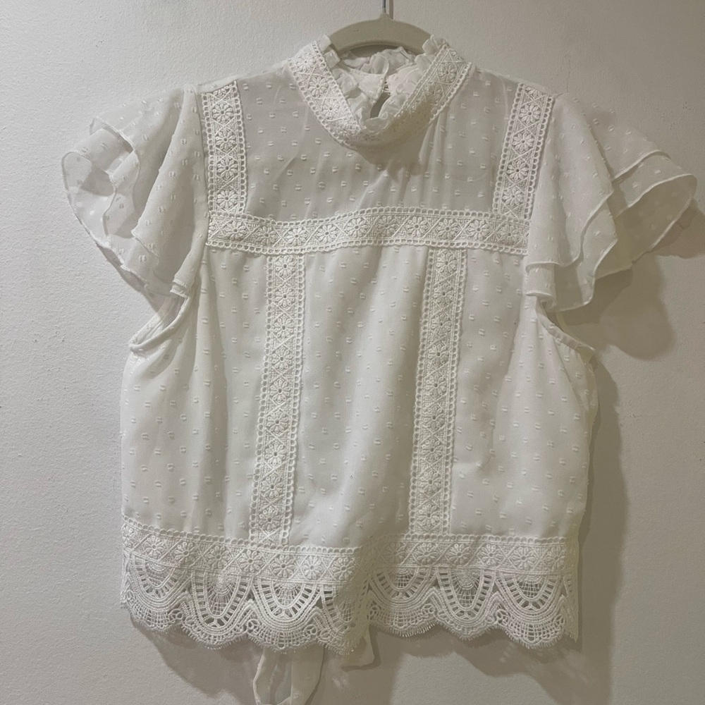 Francesca's Ivory Lace Top